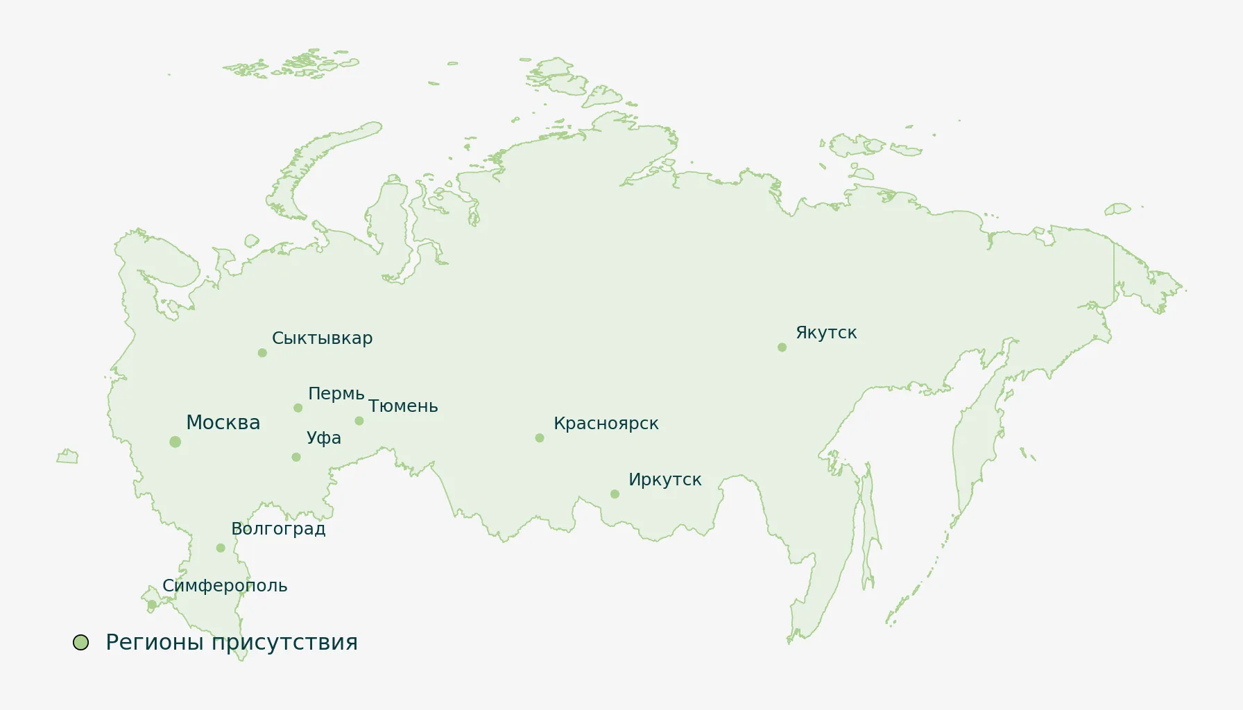 Карта России — регионы присутствия НИЭЦ